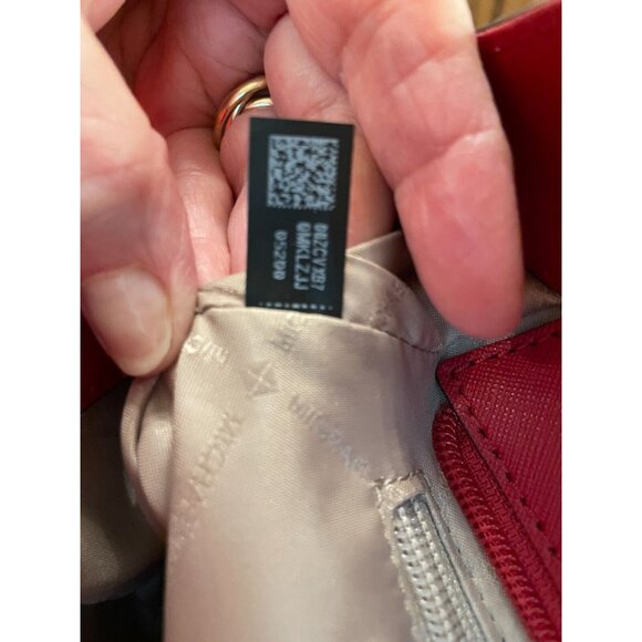 Michael Kors Red Leather Satchel Tote Shoulder Bag Purse Gold Chain Logo Charm - Picture 5 of 7